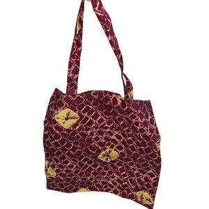 Ulla Johnson Burgundy yellow Indonesian Batik NEW cotton shopper tote ba…